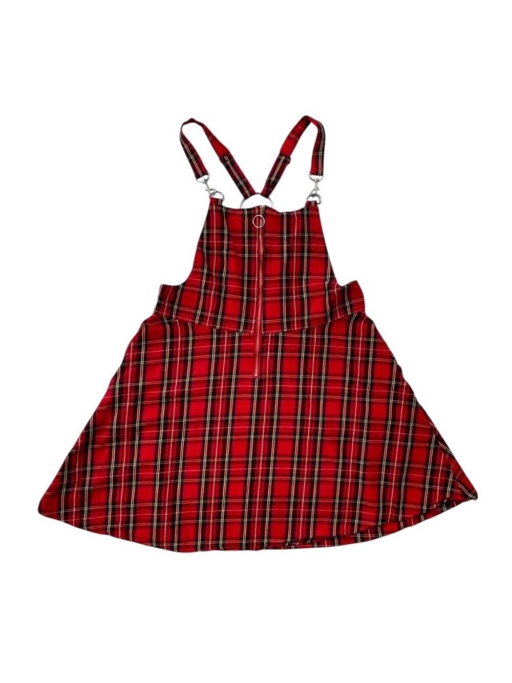 Hot Topic Red Plaid O-ring Skirtall Bondage Punk Mini Dress Large Emo Grunge - Picture 6 of 6